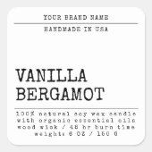 現代のシンプルな化粧キャンドルのラベルにあなたのブランドを追加 スクエアシール (正面)