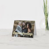 現代のシンプルな筆記体での挨拶 家族の写真 シーズンカード (正面)