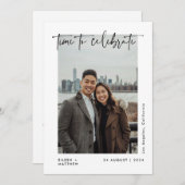 現代のスクリプトで結婚式の披露宴を祝う時間 案内状 (正面/裏面)