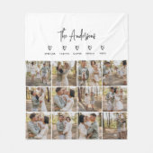 現代のスクリプト個人5家族ギフト黒と白 フリースブランケット (正面)