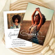 現代のスクリプト卒業生2写真卒業パーティー 招待状