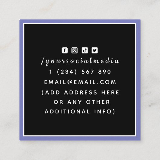 現代のタロット占い カラフルなカードで運勢を占う スクエア名刺 (裏面)