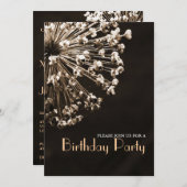 現代のタンポポの願い 誕生日パーティー 招待状 (正面/裏面)