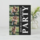 現代のダブル卒業パーティーの写真コラージュ 招待状 (スタンド正面)