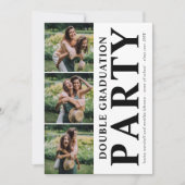 現代のダブル卒業パーティーの写真コラージュ 招待状 (正面)
