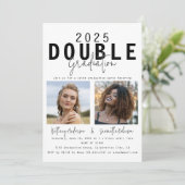  現代のダブル祝賀2写真卒業 招待状 (スタンド正面)