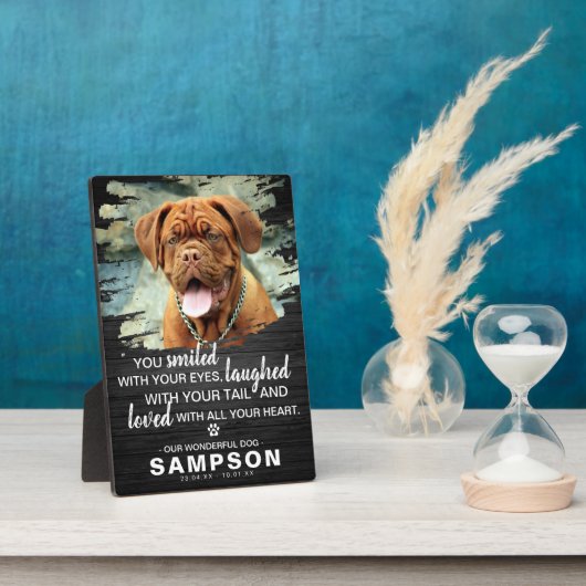現代のダークウッドペットメモリアル | 写真の思い出 フォトプラーク (側面)