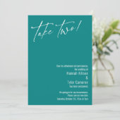 現代のテイクツー！ ティール延期結婚カード 招待状 (スタンド正面)