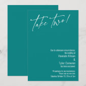 現代のテイクツー！ ティール延期結婚カード 招待状 (正面/裏面)