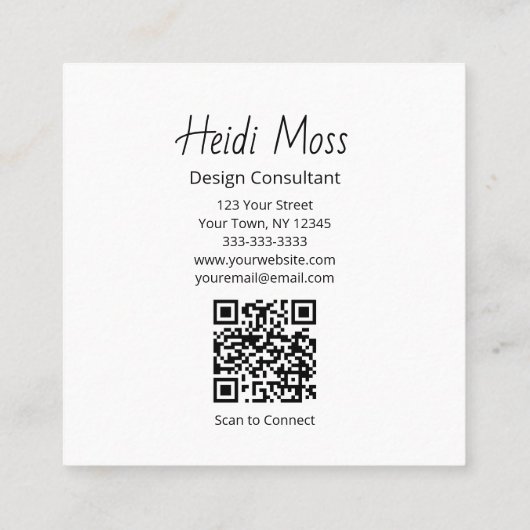 現代のデザインコンサルタント QRコード モダン スクエア名刺 (裏面)