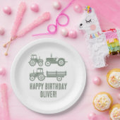 現代のトラクターの子供の誕生日パーティー ペーパープレート (パーティー)