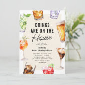 現代のドリンク ハウスウォーミングパーティ 招待状 (スタンド正面)