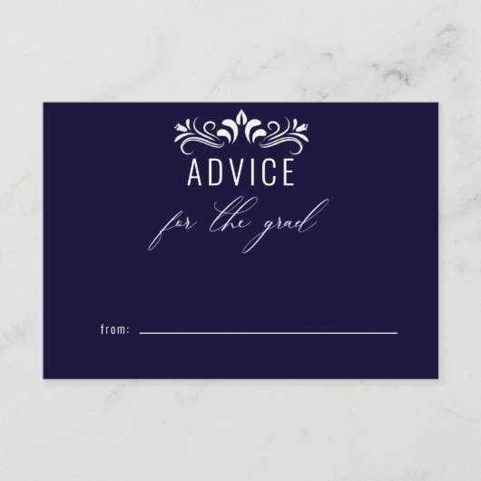 現代のネイビーブルーのアドバイス 卒業生へ エンクロージャーカード (正面)