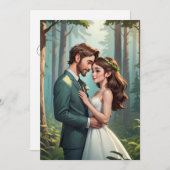 現代のハッピーエンドの駆け落ち式の受付案内 招待状 (正面/裏面)