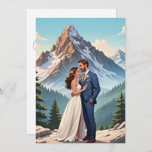 現代のハッピーエンドの駆け落ち式の受付案内 招待状 (正面/裏面)