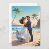 現代のハッピーエンドの駆け落ち式の受付案内 招待状 (正面/裏面)