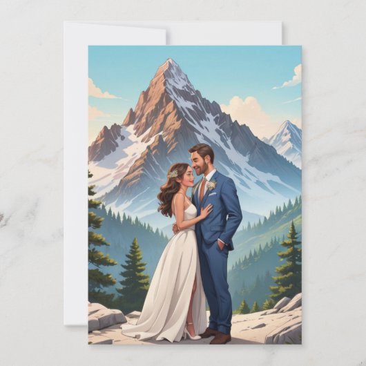 現代のハッピーエンドの駆け落ち式の披露宴の招待状 招待状 (正面)