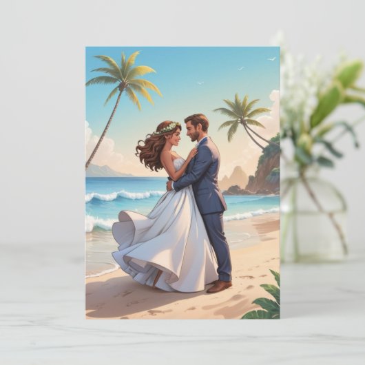 現代のハッピーエンドの駆け落ち式の披露宴の招待状 招待状 (スタンド正面)