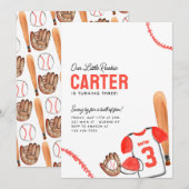 現代のバット グローブ スポーツ シャツ 野球 誕生日 招待状 (正面/裏面)