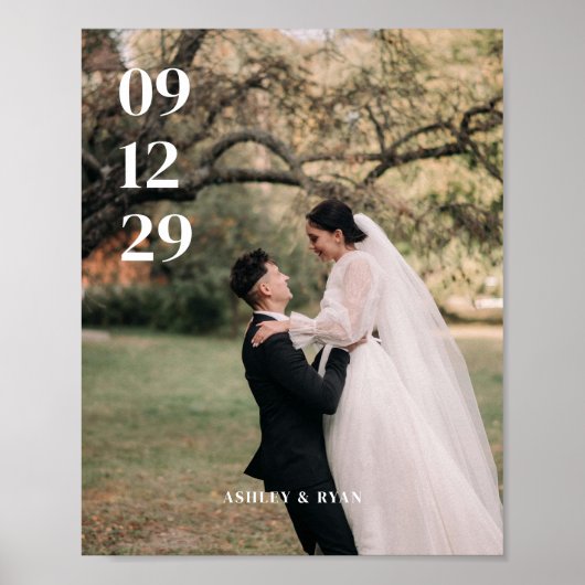 現代のフルフォトウェディングデートカスタム ポスター (正面)