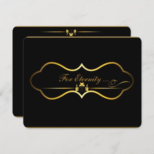 現代のブラックとゴールドの結婚式デザイン 招待状 (正面/裏面)