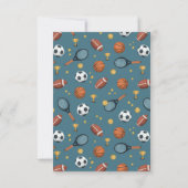 現代のブルーのスポーツ キッズ誕生日 サンキューカード (裏面)