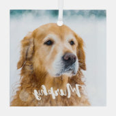 現代のペット写真パーソナライズド・ウィムジカル・ドッグ・ラバー ガラスオーナメント (裏面)