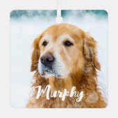 現代のペット写真パーソナライズド・ウィムジカル・ドッグ・ラバー メタルオーナメント (正面)