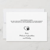 現代のペット写真 犬の結婚式 婚約 案内状 (裏面)