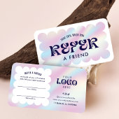 現代のホログラフィックレトロロゴは友人を参照 紹介カード