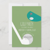現代のミニゴルフボールコートの誕生日パーティー 招待状 (正面)