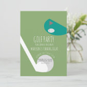 現代のミニゴルフボールコートの誕生日パーティー 招待状 (スタンド正面)