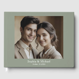 現代のミニマルな写真 ウェディング ゲストブック テンプレート