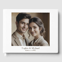 現代のミニマルな写真 ウェディング ゲストブック テンプレート