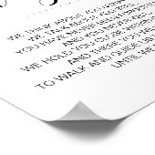 現代のモノクロの結婚式の詩　メモリアル ポスター (角)