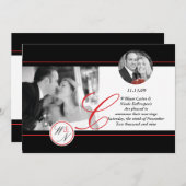 現代のモノグラム結婚発表 案内状 (正面/裏面)