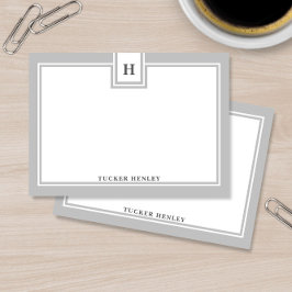 現代のモノグラム 太い灰色の枠 ステーショナリー ノートカード