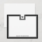 現代のモノグラム 黒枠 ステーショナリー ノートカード (正面/裏面)