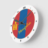 現代のモンゴルの旗、モンゴルの家 / デザイン ラウンド壁時計 (傾斜)