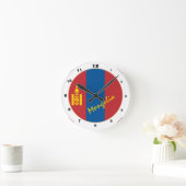 現代のモンゴルの旗、モンゴルの家 / デザイン ラウンド壁時計 (ホーム)