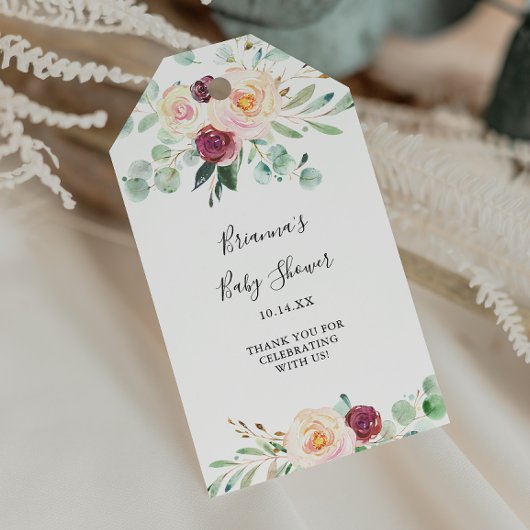 現代のユーカリの花のベイビーシャワー ギフトタグ