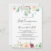 現代のユーカリの花の初めての聖体拝領 招待状 (正面)