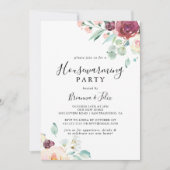 現代のユーカリの花の新築パーティー 招待状 (正面)