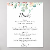 現代のユーカリ結婚式ドリンクメニュー看板 ポスター (正面)