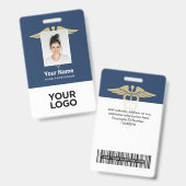 現代のロゴ付き職員 ドクター ナース フォト 名前 ID バッジ (正面&裏面)