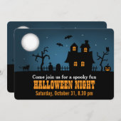 現代の不気味なホラー ハウス ハロウィン パーティー 招待状 (正面/裏面)