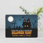 現代の不気味なホラー ハウス ハロウィン パーティー 招待状 (スタンド正面)