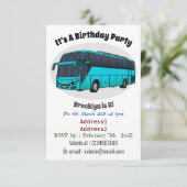 現代の乗客バスの漫画イラスト 招待状 (スタンド正面)