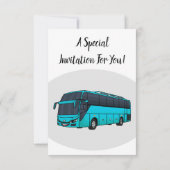 現代の乗客バスの漫画イラスト 招待状 (裏面)