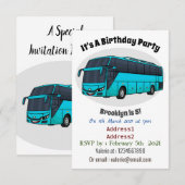 現代の乗客バスの漫画イラスト 招待状 (正面/裏面)